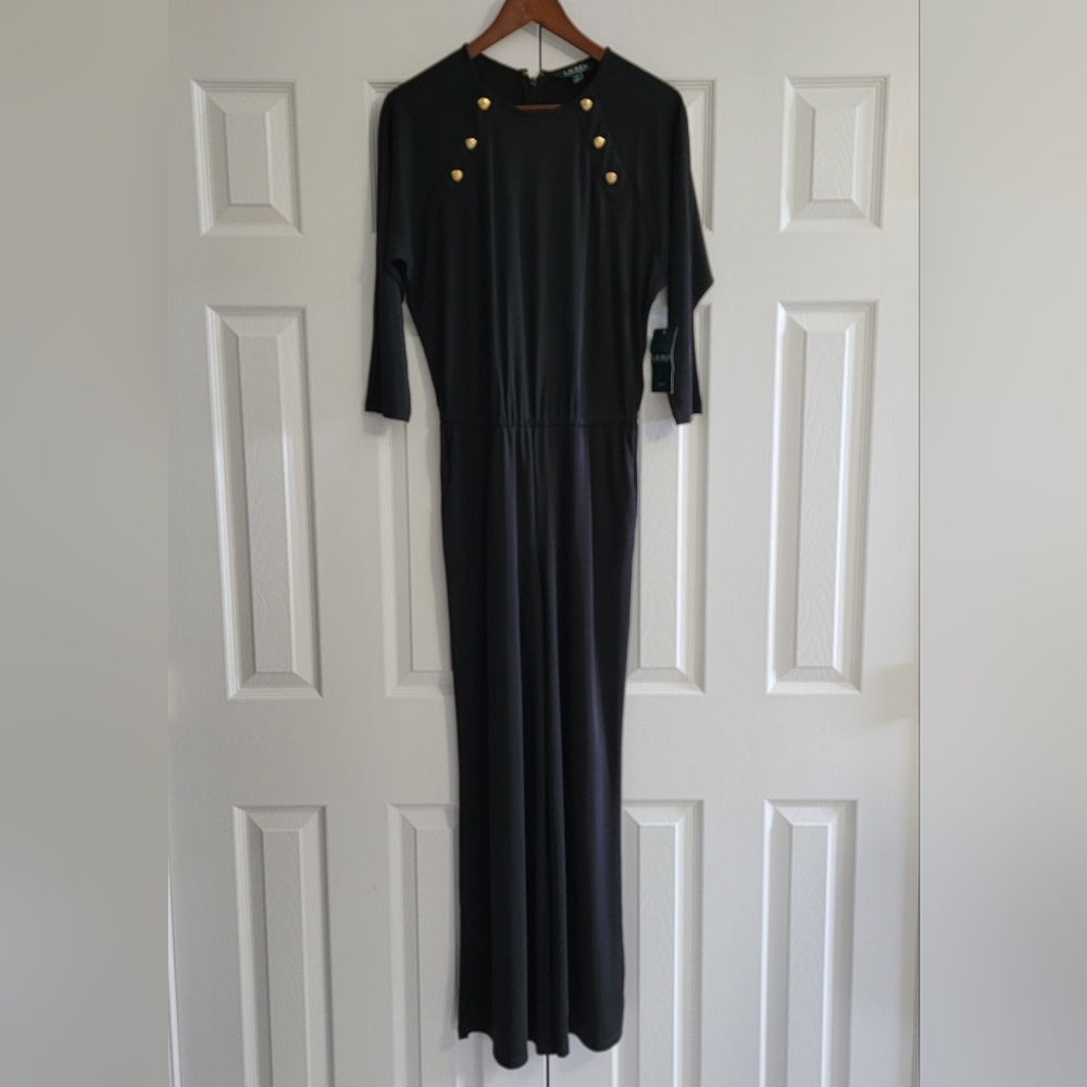 Lauren Ralph Lauren Jumpsuit Romper, Black, Women's Size Petite Medium - Picture 2 of 8